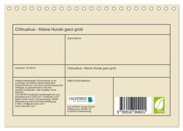 Produktbild: Chihuahua - Kleine Hunde ganz gro&szlig; (Tischkalender 2026 DIN A5 quer), CALVENDO Monatskalender