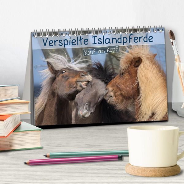 Produktbild: Verspielte Islandpferde Kopf an Kopf (Tischkalender 2027 DIN A5 quer), CALVENDO Monatskalender