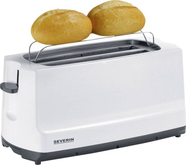 Produktbild: Severin AT 2234 Doppel-Langschlitztoaster mit Br&ouml;tchenaufsatz Wei&szlig;, Grau