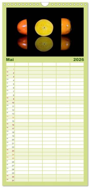 Produktbild: Familienplaner 2026 - Fr&uuml;chte dreigeteilt mit 5 Spalten (Wandkalender, 21 x 45 cm) CALVENDO