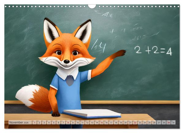 Produktbild: Schlaufuchs - Abenteuer Schule (Wandkalender 2026 DIN A3 quer), CALVENDO Monatskalender