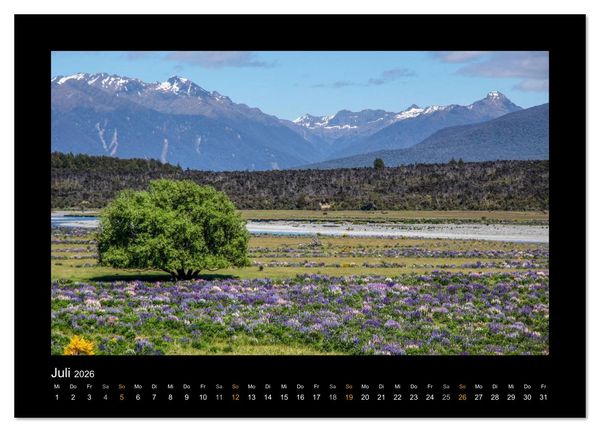 Produktbild: Eine Reise durch Neuseeland (Wandkalender 2026 DIN A2 quer), CALVENDO Monatskalender