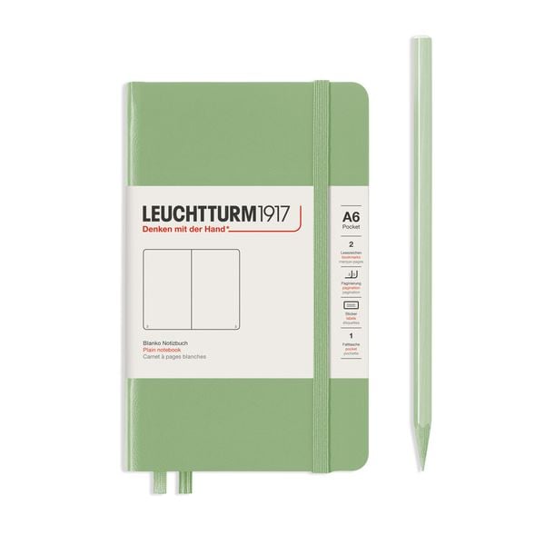 Produktbild: LEUCHTTURM1917 Notizbuch Pocket (A6), Hardcover, 187 nummerierte Seiten, Salbei, Blanko