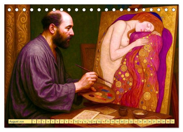 Produktbild: Gustav Klimt. Sein Leben, seine Kunstwerke (Tischkalender 2026 DIN A5 quer), CALVENDO Monatskalender