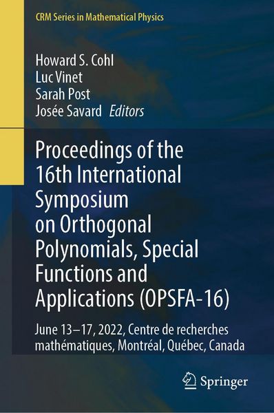 Produktbild: Proceedings of the 16th International Symposium on Orthogonal Polynomials, Special Functions and Applications (OPSFA-16)