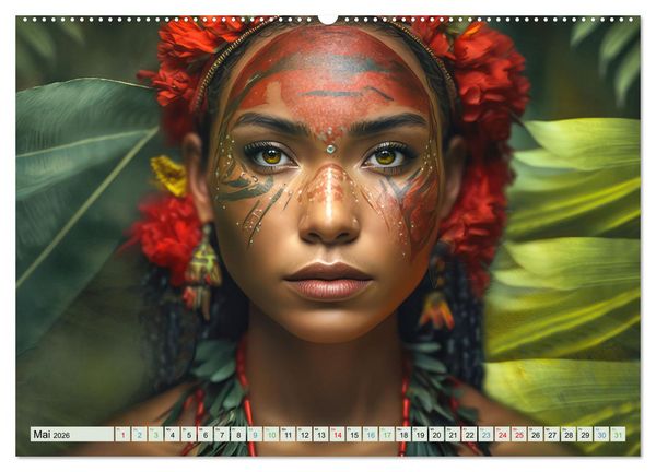 Produktbild: Exotische Frauenportraits im Dschungel (Wandkalender 2026 DIN A2 quer), CALVENDO Monatskalender