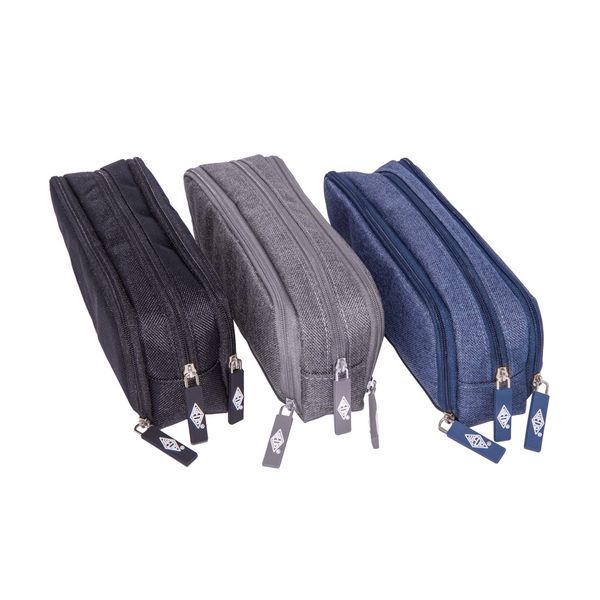 Produktbild: Schlamper M&auml;ppchen Denim jeansblau 23x7,5x8cm 3 Rei&szlig;verschlussf&auml;cher