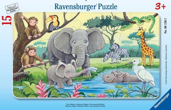 Rahmenpuzzle Ravensburger Tiere Afrikas 15 Teile