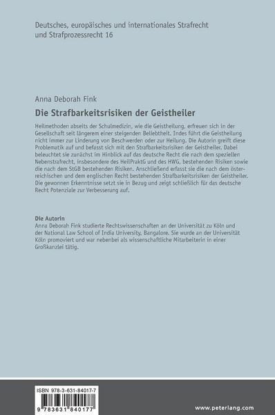 Produktbild: Die Strafbarkeitsrisiken der Geistheiler