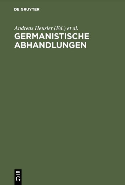 Produktbild: Germanistische Abhandlungen