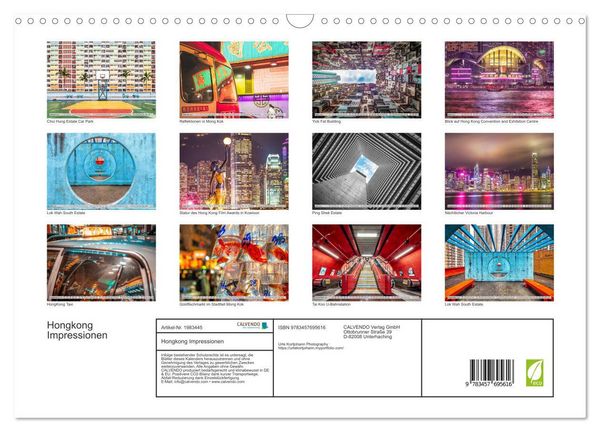 Produktbild: Hongkong Impressionen (Wandkalender 2026 DIN A3 quer), CALVENDO Monatskalender