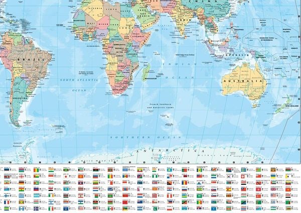 Produktbild: Collins Large World Wall Laminated Map (70 x 91.5 cm)