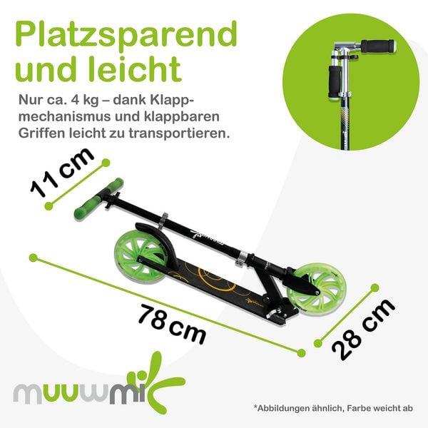 Produktbild: muuwmi Lights Aluminium Scooter GLOW 200 mm, mit Leuchtrollen und Glow-Effekt