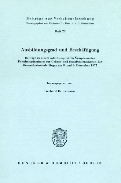 Produktbild: Ausbildungsgrad und Besch&auml;ftigung.