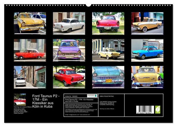 Produktbild: Ford Taunus P2 - 17M - Ein Klassiker aus K&ouml;ln in Kuba (hochwertiger Premium Wandkalender 2026 DIN A2 quer), Kunstdruck in Hochglanz