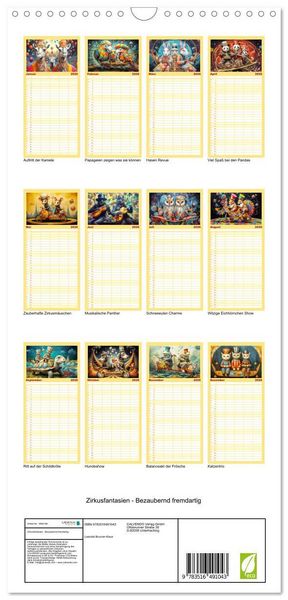 Produktbild: Familienplaner 2026 - Zirkusfantasien - Bezaubernd fremdartig mit 5 Spalten (Wandkalender, 21 x 45 cm) CALVENDO