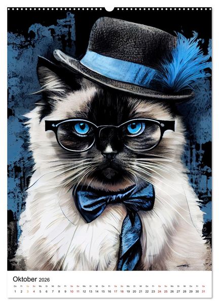 Produktbild: Hipster Katzen (Wandkalender 2026 DIN A2 hoch), CALVENDO Monatskalender
