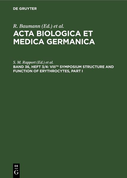 Produktbild: VIIIth Symposium Structure and Function of Erythrocytes, Part I