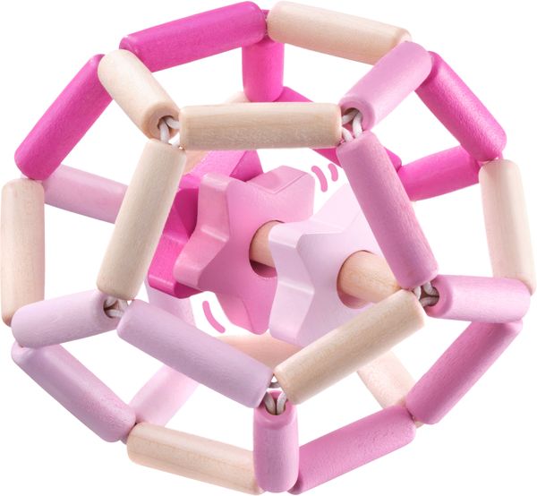 Selecta 64021 - bellybutton, Sternentanz, Greifling-Ball, Holz, rosa, 11,5 cm