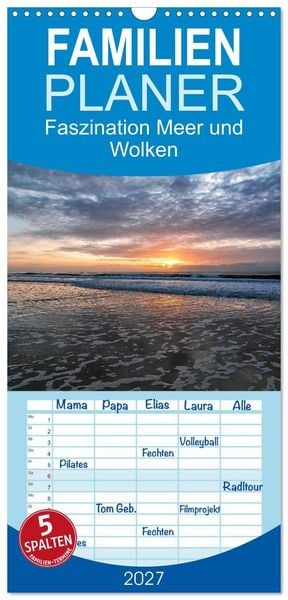 Produktbild: Familienplaner 2027 - Faszination Meer und Wolken mit 5 Spalten (Wandkalender, 21 x 45 cm) CALVENDO