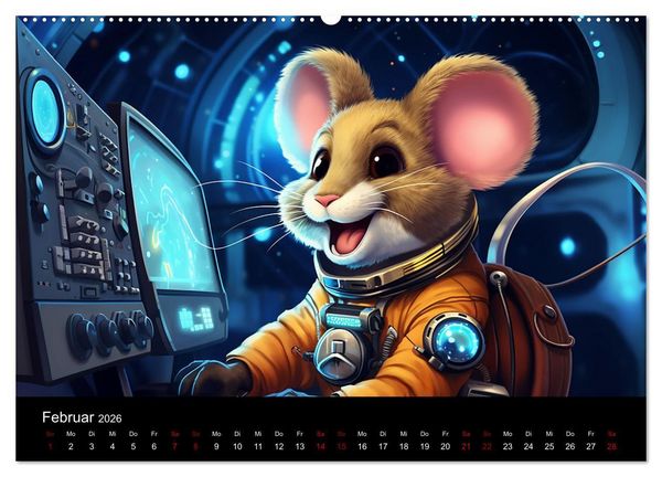 Produktbild: M&auml;use im All (Wandkalender 2026 DIN A2 quer), CALVENDO Monatskalender