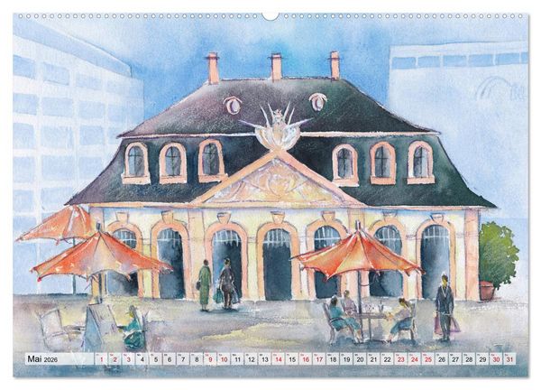 Produktbild: Frankfurt in Aquarell (hochwertiger Premium Wandkalender 2026 DIN A2 quer), Kunstdruck in Hochglanz