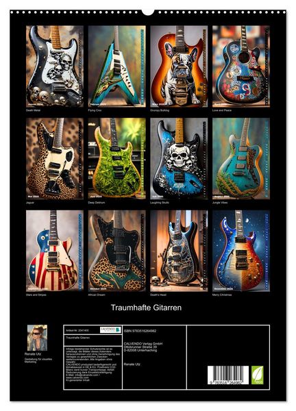 Produktbild: Traumhafte Gitarren (hochwertiger Premium Wandkalender 2026 DIN A2 hoch), Kunstdruck in Hochglanz