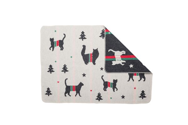 Produktbild: Haustierdecke "xmas Silhouetten Katzen" rohwei&szlig;