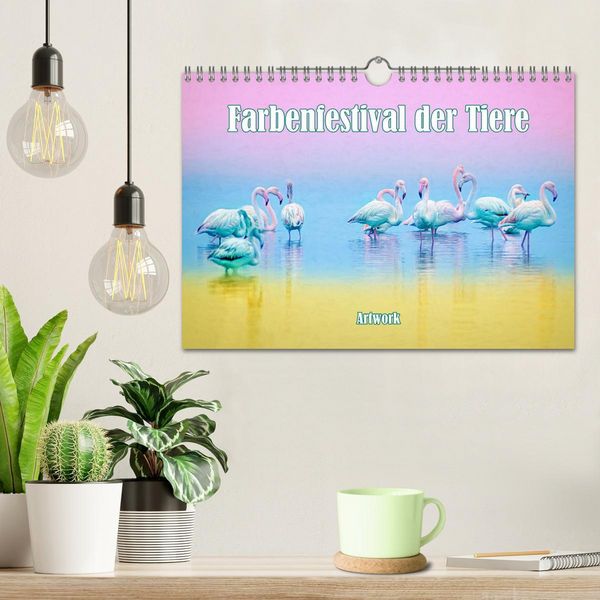 Produktbild: Farbenfestival der Tiere - Artwork (Wandkalender 2026 DIN A4 quer), CALVENDO Monatskalender