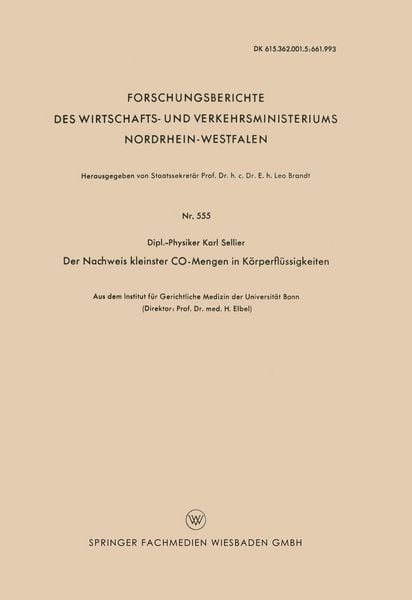 Produktbild: Der Nachweis kleinster CO-Mengen in K&ouml;rperfl&uuml;ssigkeiten