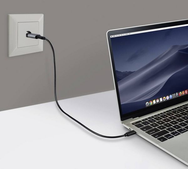 Produktbild: Renkforce RJ45 / USB-C&reg; Netzwerk Adapter [1x RJ45-Stecker - 1x USB-C&reg; Buchse] Anthrazit-Grau