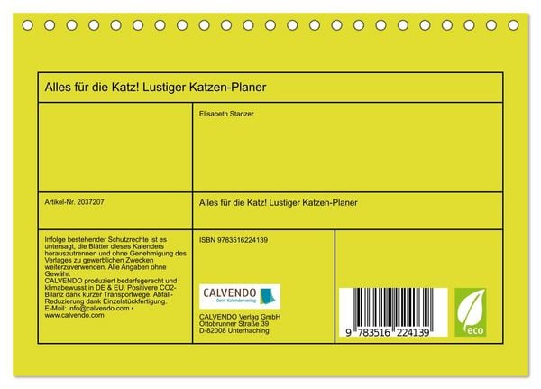 Produktbild: Alles f&uuml;r die Katz! Lustiger Katzen-Planer (Tischkalender 2026 DIN A5 quer), CALVENDO Monatskalender