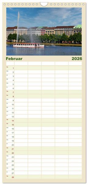 Produktbild: Familienplaner 2026 - Alsteransichten in Hamburg mit 5 Spalten (Wandkalender, 21 x 45 cm) CALVENDO