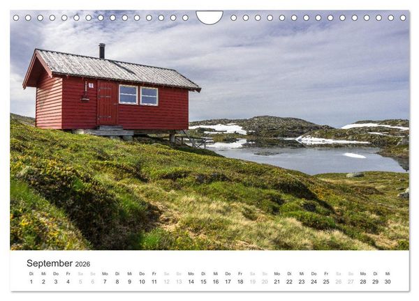 Produktbild: Norwegen Kalender - Wilde H&uuml;tten in den Bergen (Wandkalender 2026 DIN A4 quer), CALVENDO Monatskalender