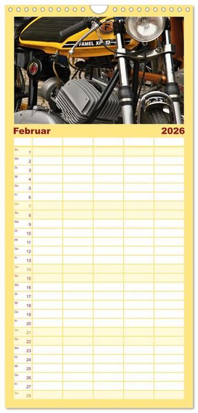 Produktbild: Familienplaner 2026 - Vintage Mopeds mit 5 Spalten (Wandkalender, 21 x 45 cm) CALVENDO