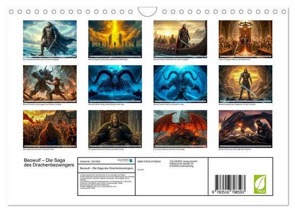Produktbild: Beowulf &ndash; Die Saga des Drachenbezwingers (Wandkalender 2027 DIN A4 quer), CALVENDO Monatskalender