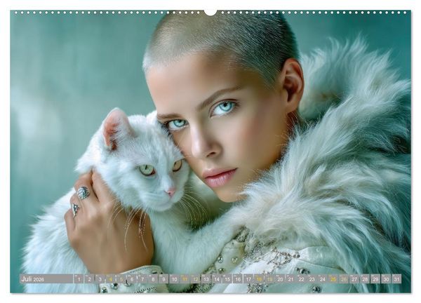 Produktbild: Frauen in beeindruckender Kleidermode - Mit Tieren (Wandkalender 2026 DIN A2 quer), CALVENDO Monatskalender