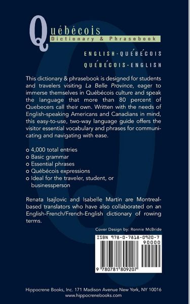 Produktbild: Quebecois Dictionary & Phrasebook: English Quebecois Quebecois English