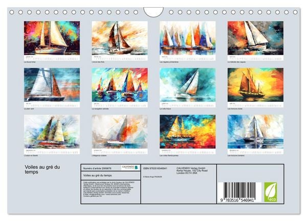 Produktbild: Voiles au gr&eacute; du temps (Calendrier mural 2026 DIN A4 vertical), CALVENDO calendrier mensuel