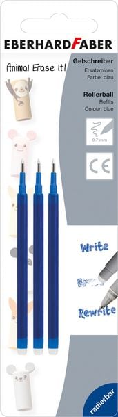 Produktbild: EBERHARD FABER Rollerpatrone Gel Erase it! Animal, 0,7 mm blau