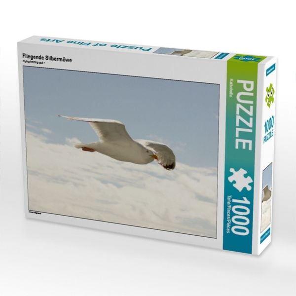 CALVENDO Puzzle Fliegende Silbermöwe | 1000 Teile Lege-Größe 64x48cm Foto-Puzzle für glückliche Stunden