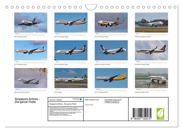 Produktbild: Singapore Airlines - Die ganze Flotte (Wandkalender 2026 DIN A4 quer), CALVENDO Monatskalender