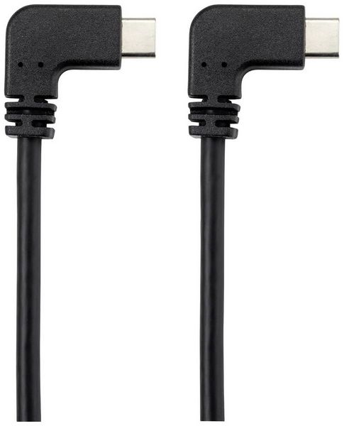 Produktbild: Renkforce USB-Kabel USB 3.2 Gen2 USB-C&reg; Stecker, USB-C&reg; Stecker 1.20 m Schwarz 90&deg; nach links gewinkelt RF-4633064