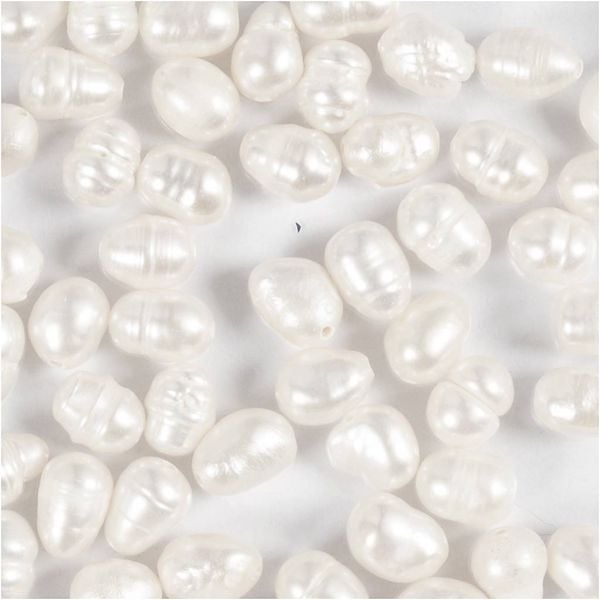 Produktbild: Creativ Company S&uuml;&szlig;wasserperlen, Quer perforiert, D 4-6 mm, Lochgr&ouml;&szlig;e 1 mm, Perlmutt, 55 Stk