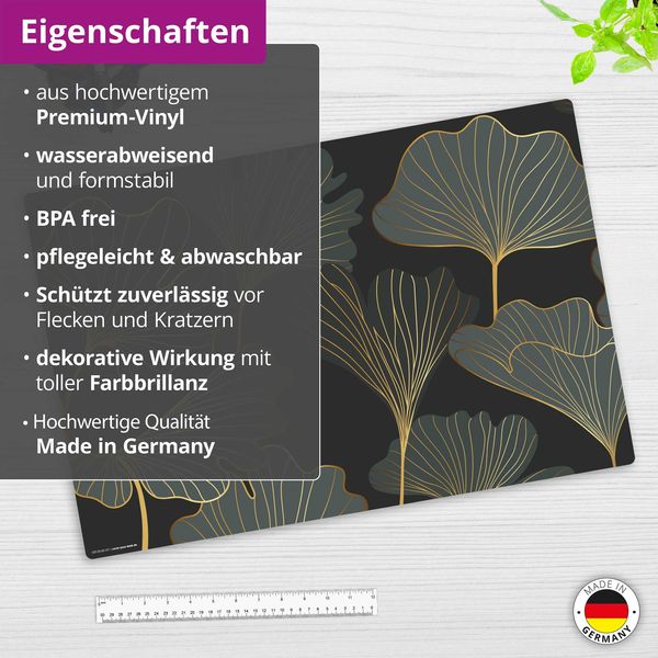 Produktbild: Cover-your-desk Schreibtischunterlage f&uuml;r Kinder Blattwerk Ginkgo in gold und gr&uuml;n, aus hochwertigem Vinyl , 60 x 40 cm