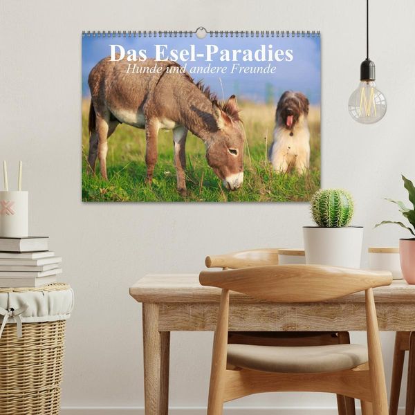 Produktbild: Das Esel-Paradies - Hunde und andere Feunde (Wandkalender 2026 DIN A3 quer), CALVENDO Monatskalender