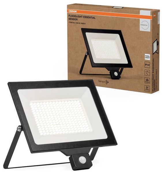 Produktbild: OSRAM HOMELIGHTING Floodlight Essential Sensor 150W 4000K 4099854429958 LED-Au&szlig;enstrahler mit Bewegungsmelder 150.00 W Leuchtfarben: Kaltwei&szlig;
