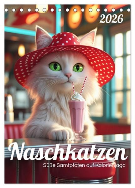 Naschkatzen – Süße Samtpfoten auf Kalorienjagd (Tischkalender 2026 DIN A5 hoch), CALVENDO Monatskalender