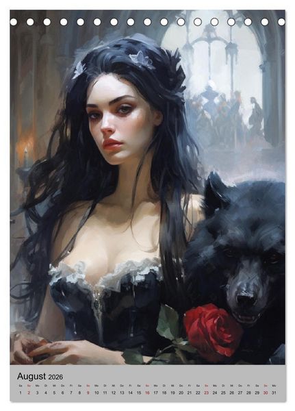 Produktbild: Gothic-Queens. Schaurig-sch&ouml;n im Renaissance-Stil (Tischkalender 2026 DIN A5 hoch), CALVENDO Monatskalender