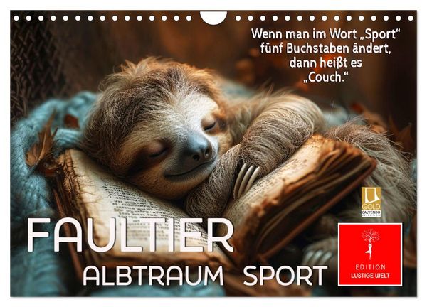 Produktbild: Faultier - Albtraum Sport (Wandkalender 2026 DIN A4 quer), CALVENDO Monatskalender